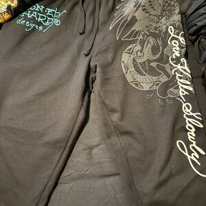 Ed Hardy women Black and Gray Graphic joggers and hoodie outfit